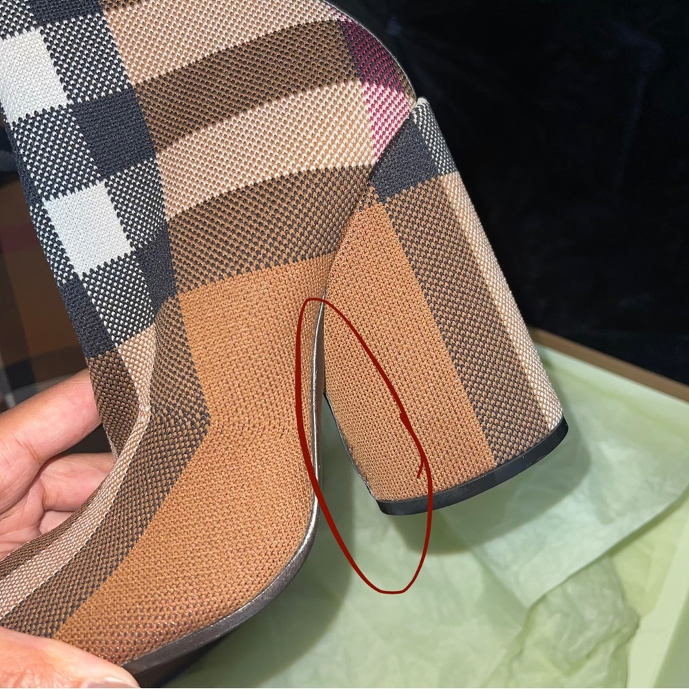 NIB Burberry 36 Anita Knit Check Over-the-Knee Thigh High Stretch Boots in Brown - Picture 17 of 17